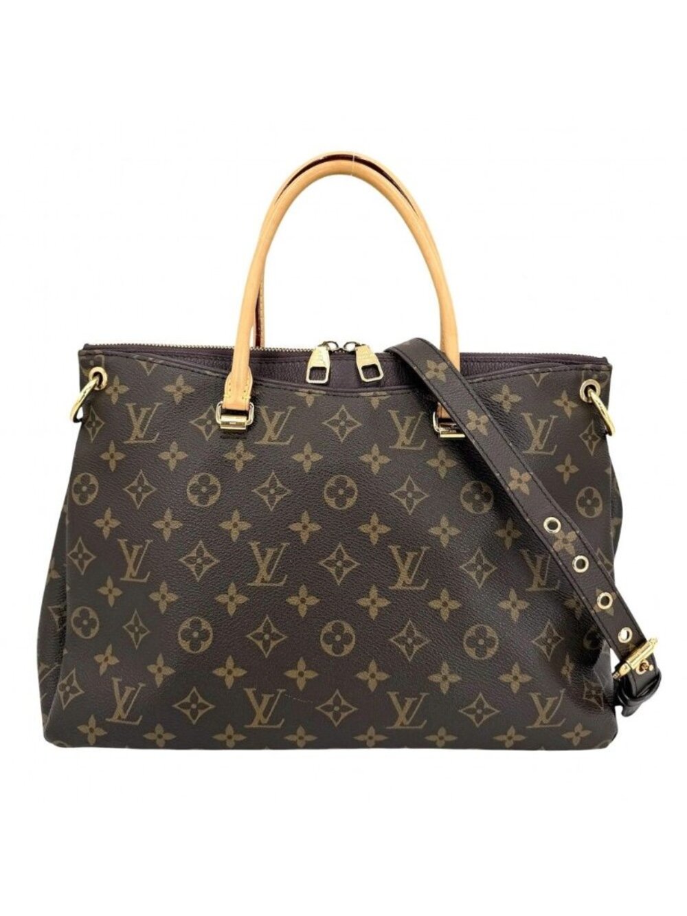 Louis Vuitton 2-Way Pallas Shoulder Bag Monogram Canvas Brown Purple Gold